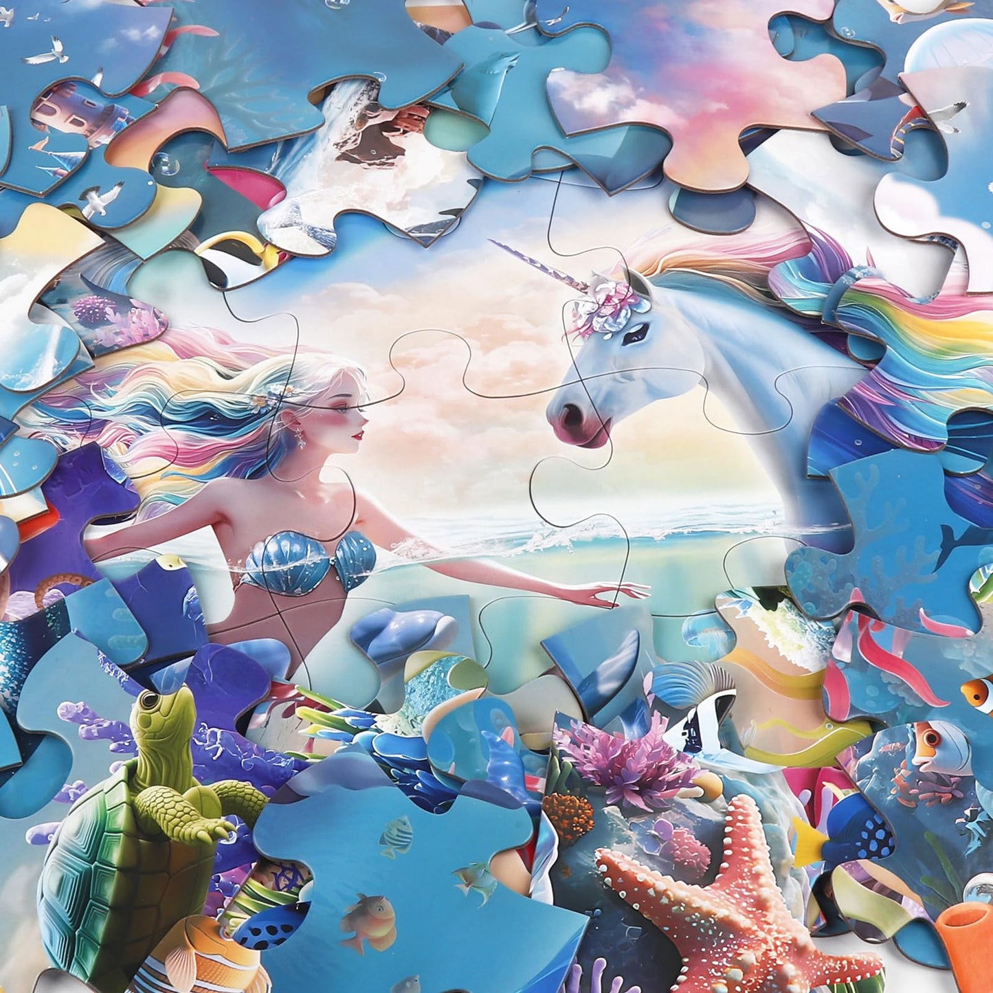 IFLOVE Jumbo Floor Puzzle – Unicorn & Mermaid Underwater 48-Piece, Educational Toy for Ages 3-8