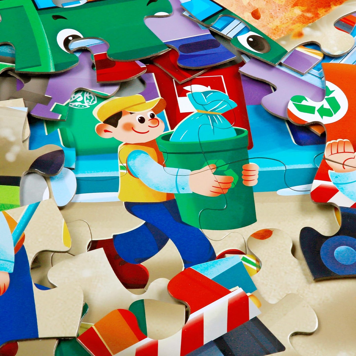 IFLOVE Jumbo Floor Puzzle – 48-Piece Trash Truck City Puzzle for Kids 3-5