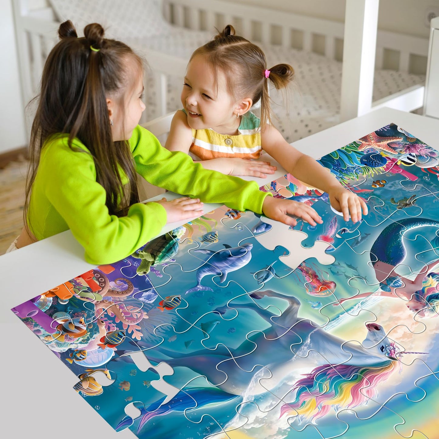 IFLOVE Jumbo Floor Puzzle – Unicorn & Mermaid Underwater 48-Piece, Educational Toy for Ages 3-8