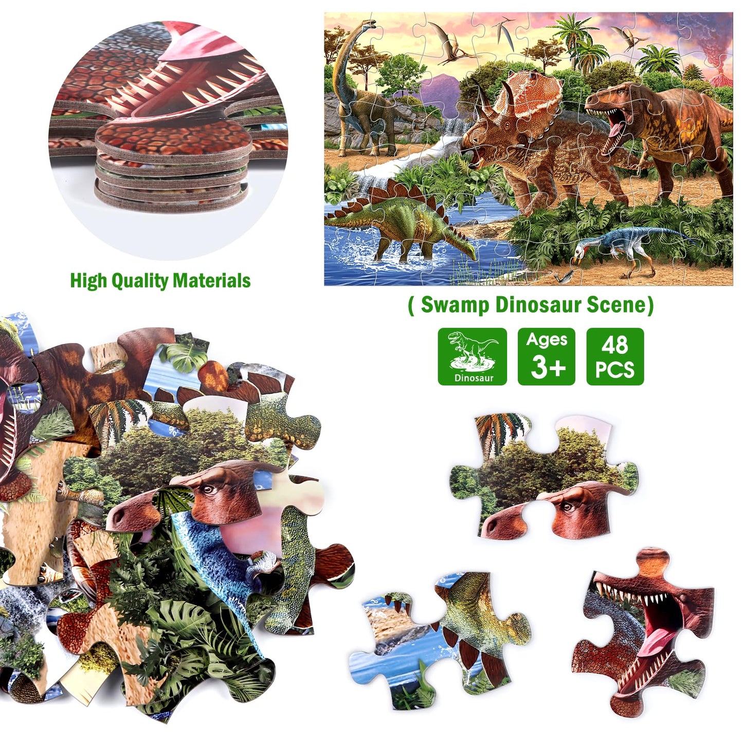 IFLOVE Jumbo Floor Puzzle – 48-Piece Dinosaur for Toddlers 3-5 | Educational Toy Gift