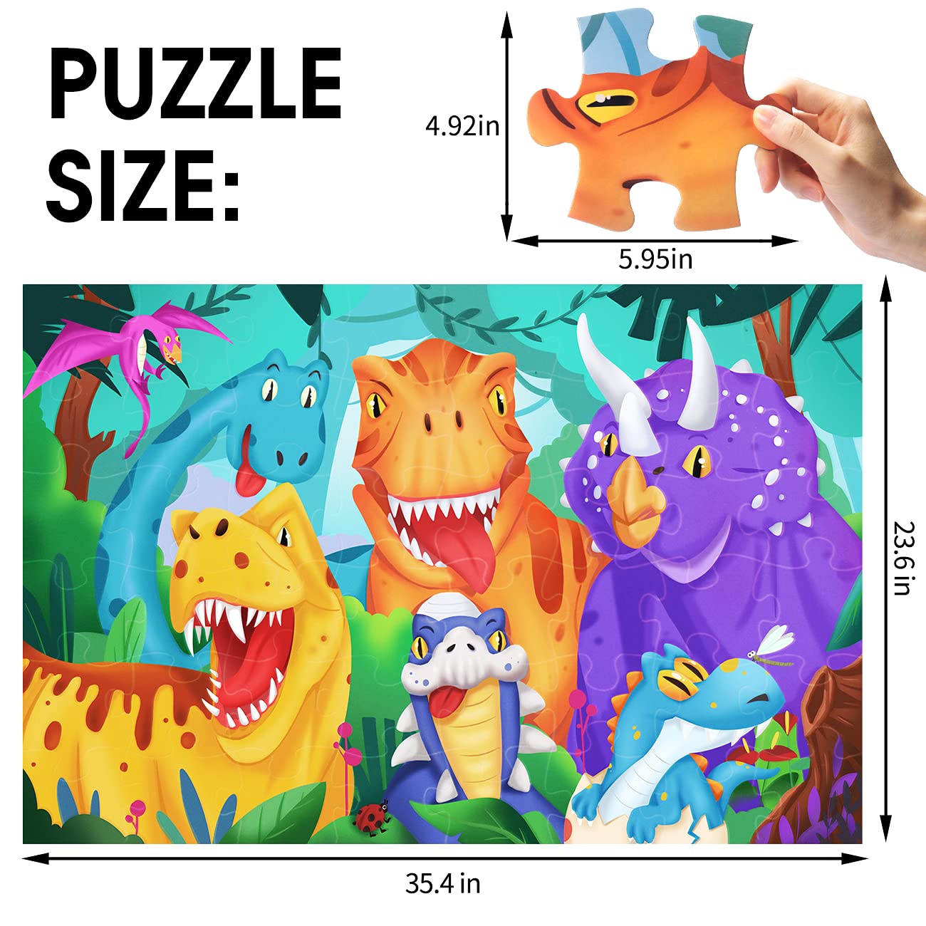 IFLOVE Jumbo Floor Puzzle for Kids – 48-Piece Dinosaur Jigsaw, Educational Toy Ages 3-6