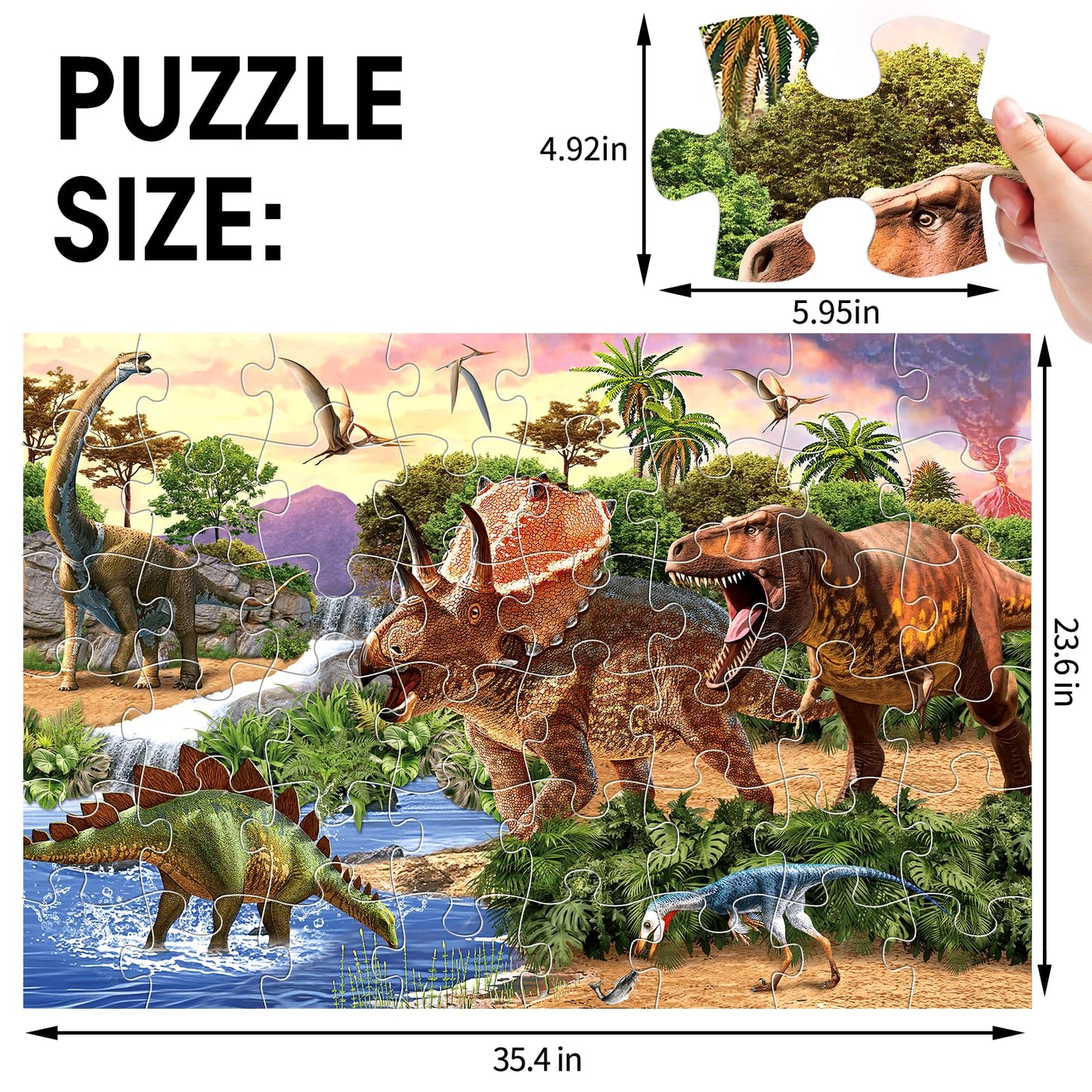 IFLOVE Jumbo Floor Puzzle – 48-Piece Dinosaur for Toddlers 3-5 | Educational Toy Gift