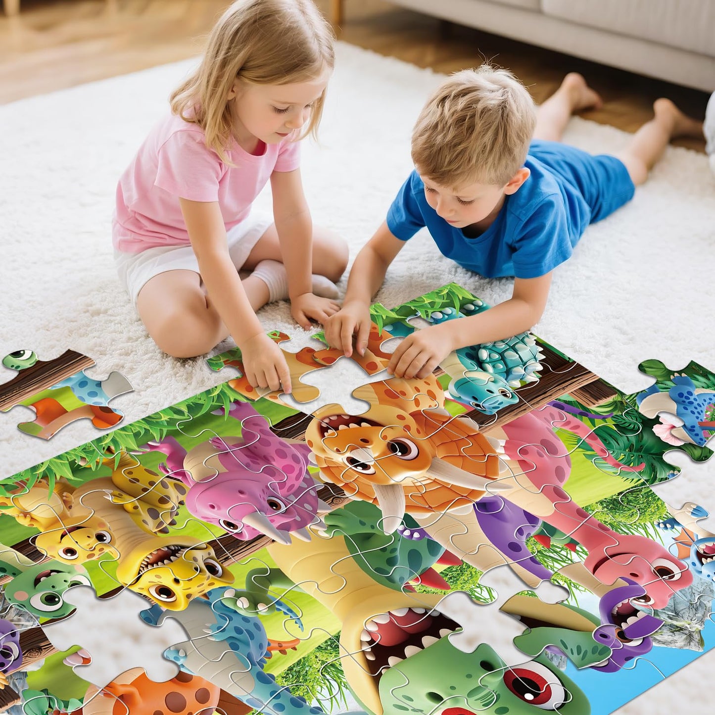 IFLOVE Jumbo Floor Puzzle for Kids 4-6 — 48-Piece Dinosaur Jigsaw
