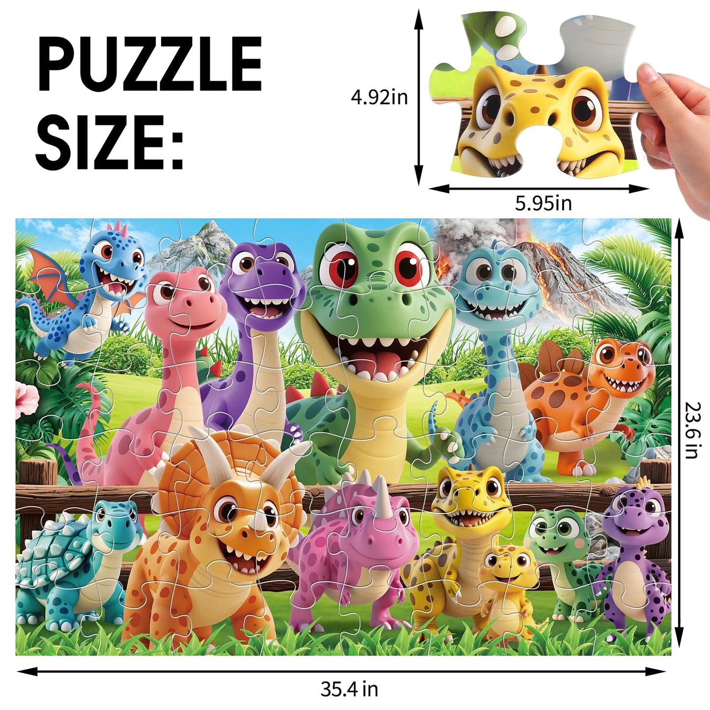 IFLOVE Jumbo Floor Puzzle for Kids 4-6 — 48-Piece Dinosaur Jigsaw