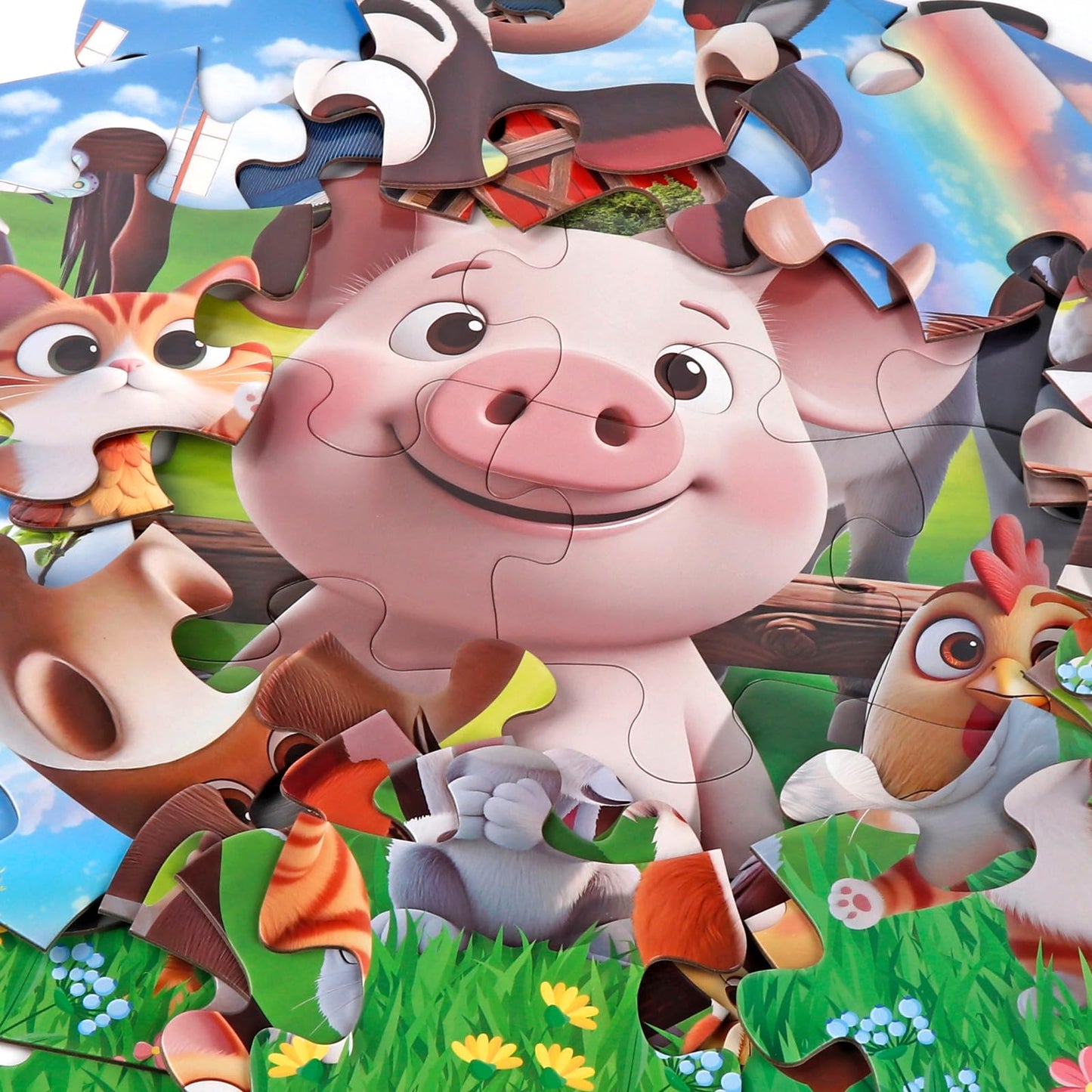 IFLOVE Jumbo Farm Animals Puzzle – 48 Pieces for Toddlers 3-5 | Large Barn Jigsaw