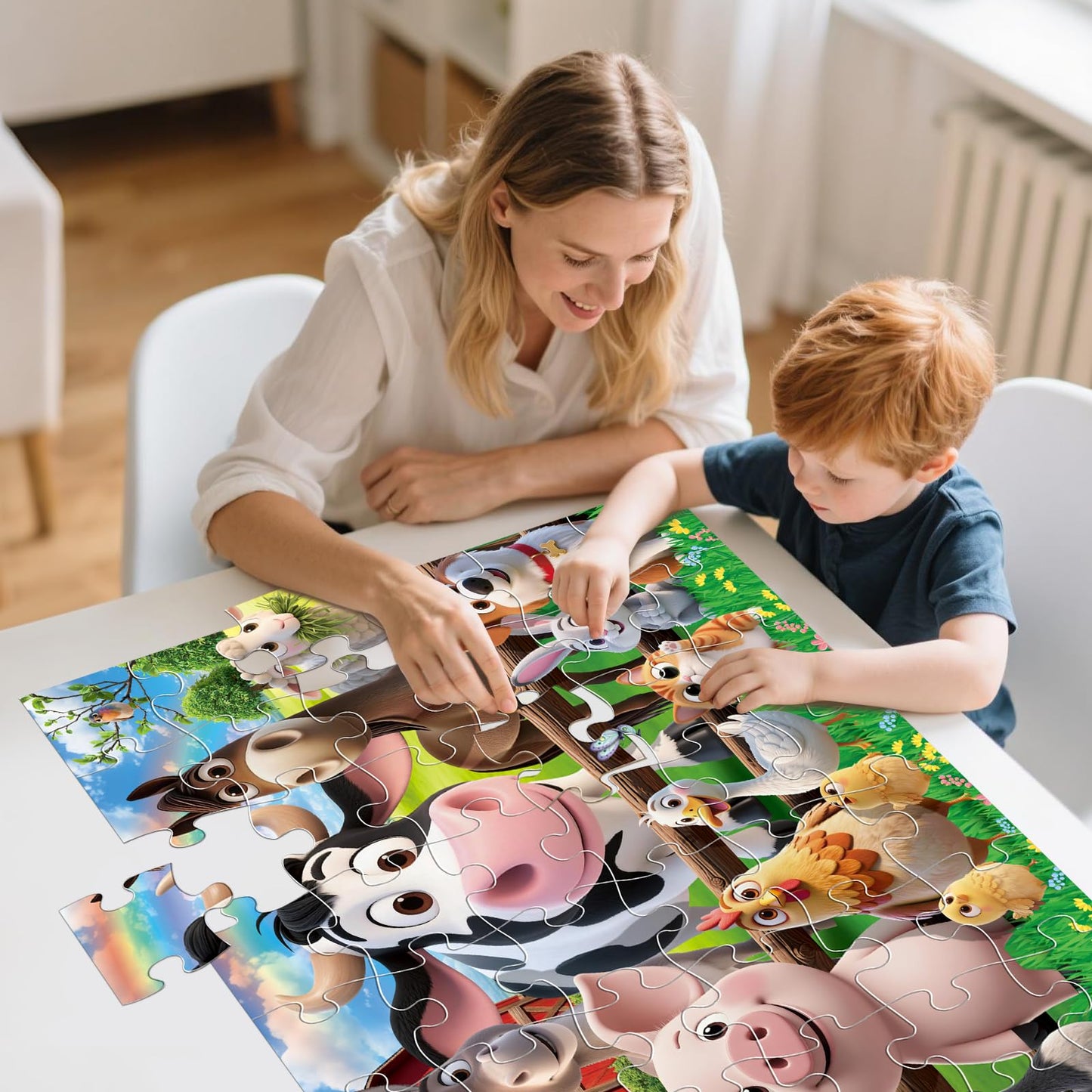 IFLOVE Jumbo Farm Animals Puzzle – 48 Pieces for Toddlers 3-5 | Large Barn Jigsaw