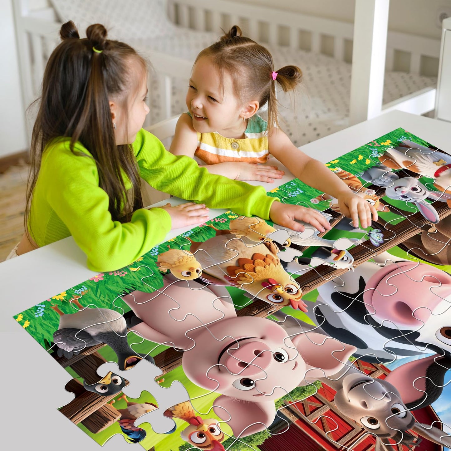 IFLOVE Jumbo Farm Animals Puzzle – 48 Pieces for Toddlers 3-5 | Large Barn Jigsaw