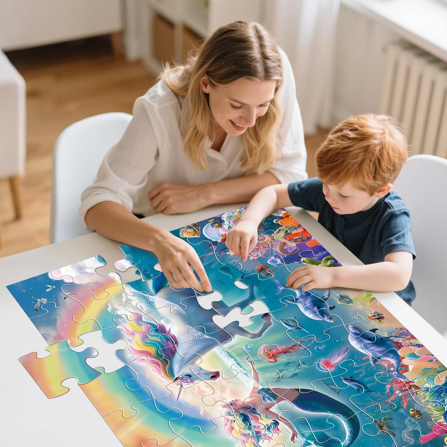 IFLOVE Jumbo Floor Puzzle – Unicorn & Mermaid Underwater 48-Piece, Educational Toy for Ages 3-8
