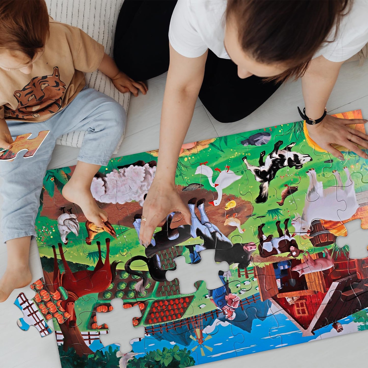 IFLOVE Jumbo Farm Floor Puzzle – 48-Piece Barn Puzzle for Kids 3-8