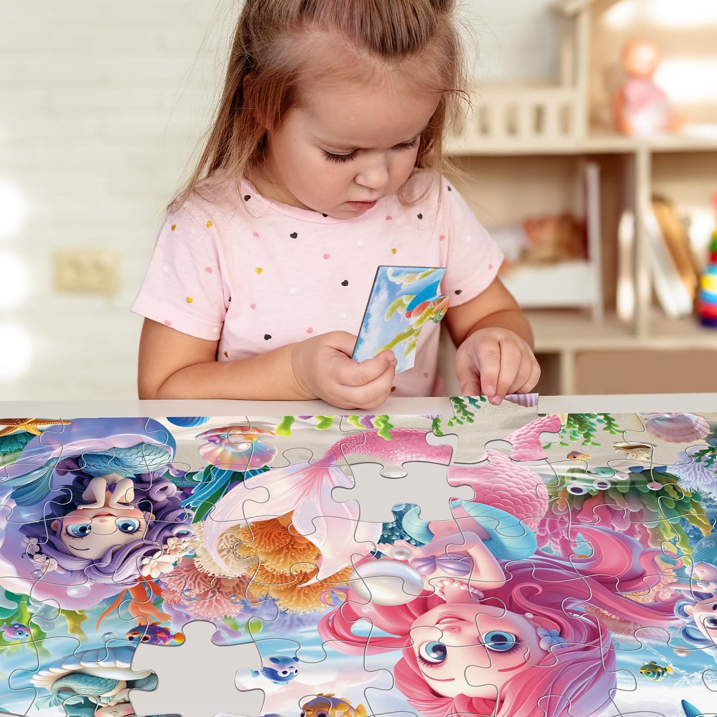 IFLOVE Jumbo Mermaid Floor Puzzle – 48-Piece Ocean Adventure for Ages 3-8