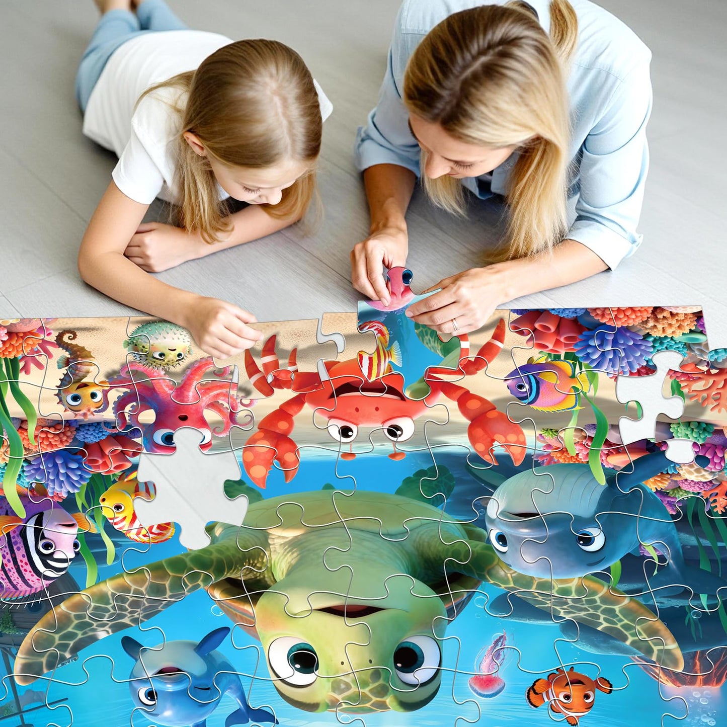 IFLOVE Jumbo Floor Puzzle – 48-Piece Sea Life Kids Puzzle for Ages 3-6