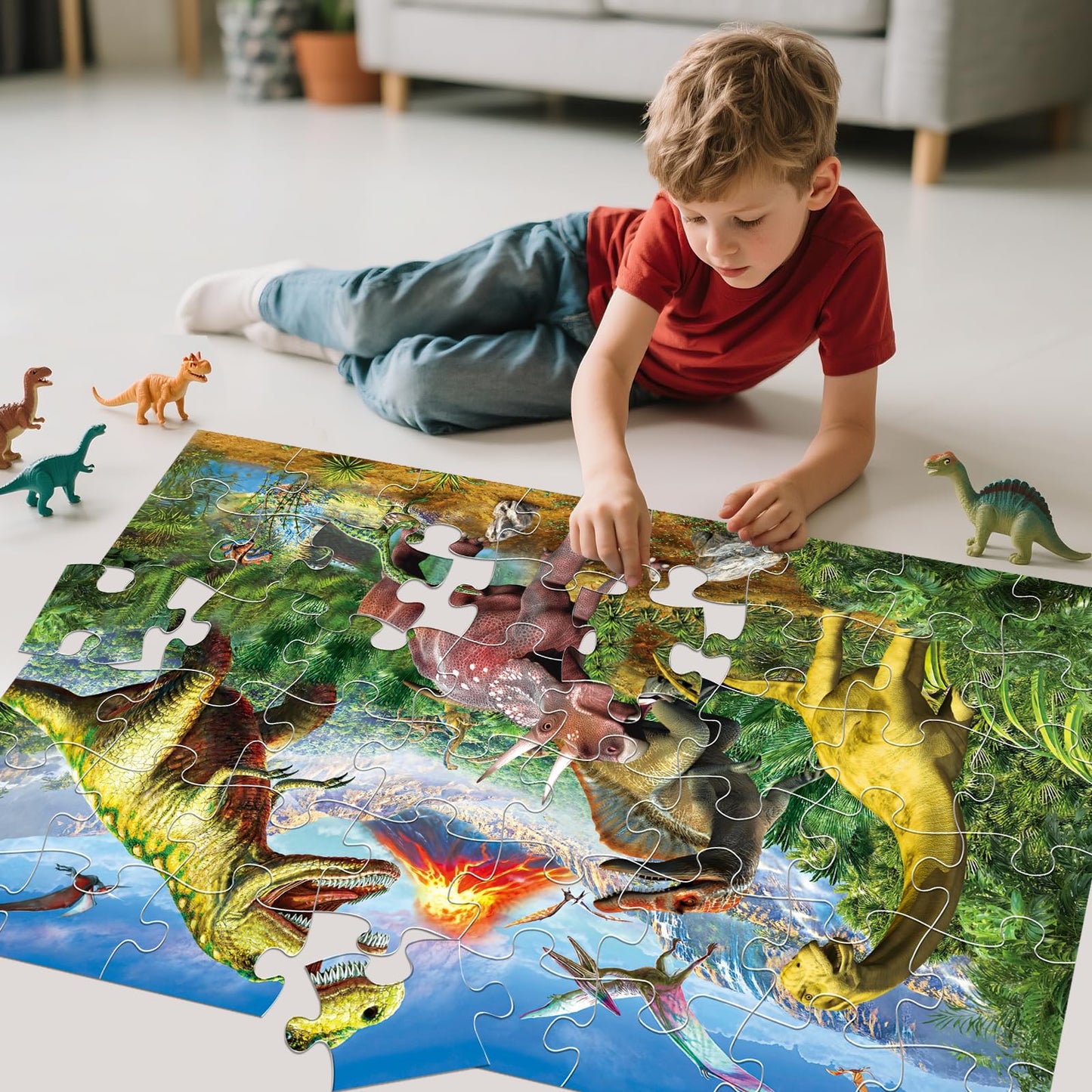 IFLOVE Jumbo Floor Puzzle – 48-Piece Volcano Dinosaur for Kids (Ages 3–8)