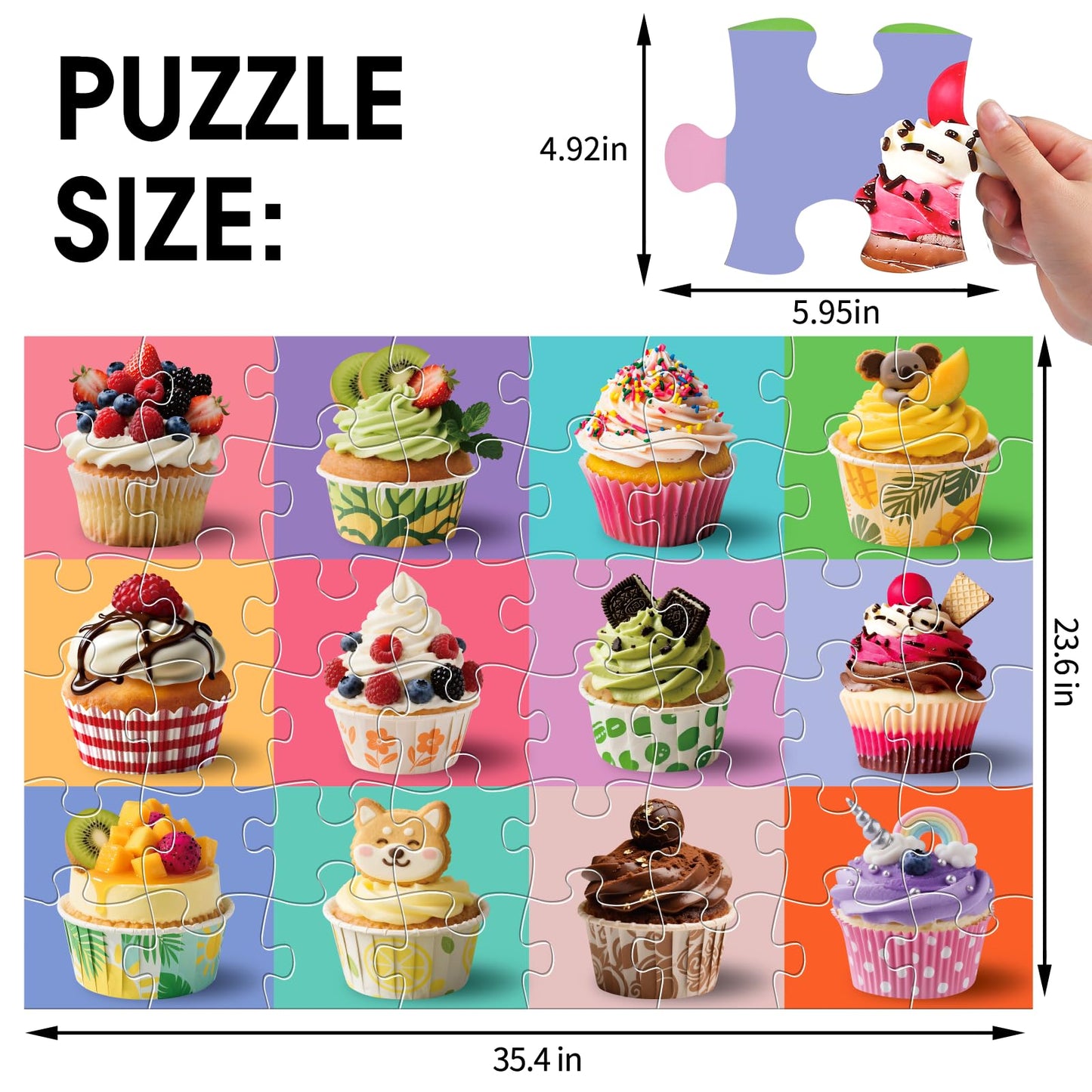 IFLOVE Jumbo Floor Puzzle - 48-Piece Cupcake Jigsaw for Kids Ages 3-8