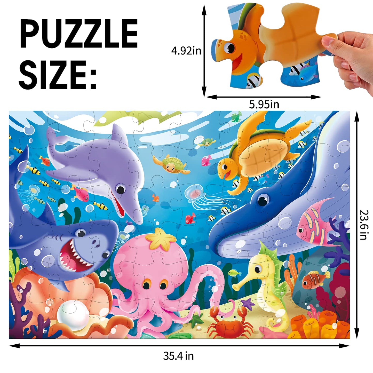 IFLOVE Jumbo Floor Puzzle for Kids – Underwater 48-Piece Learning Toy