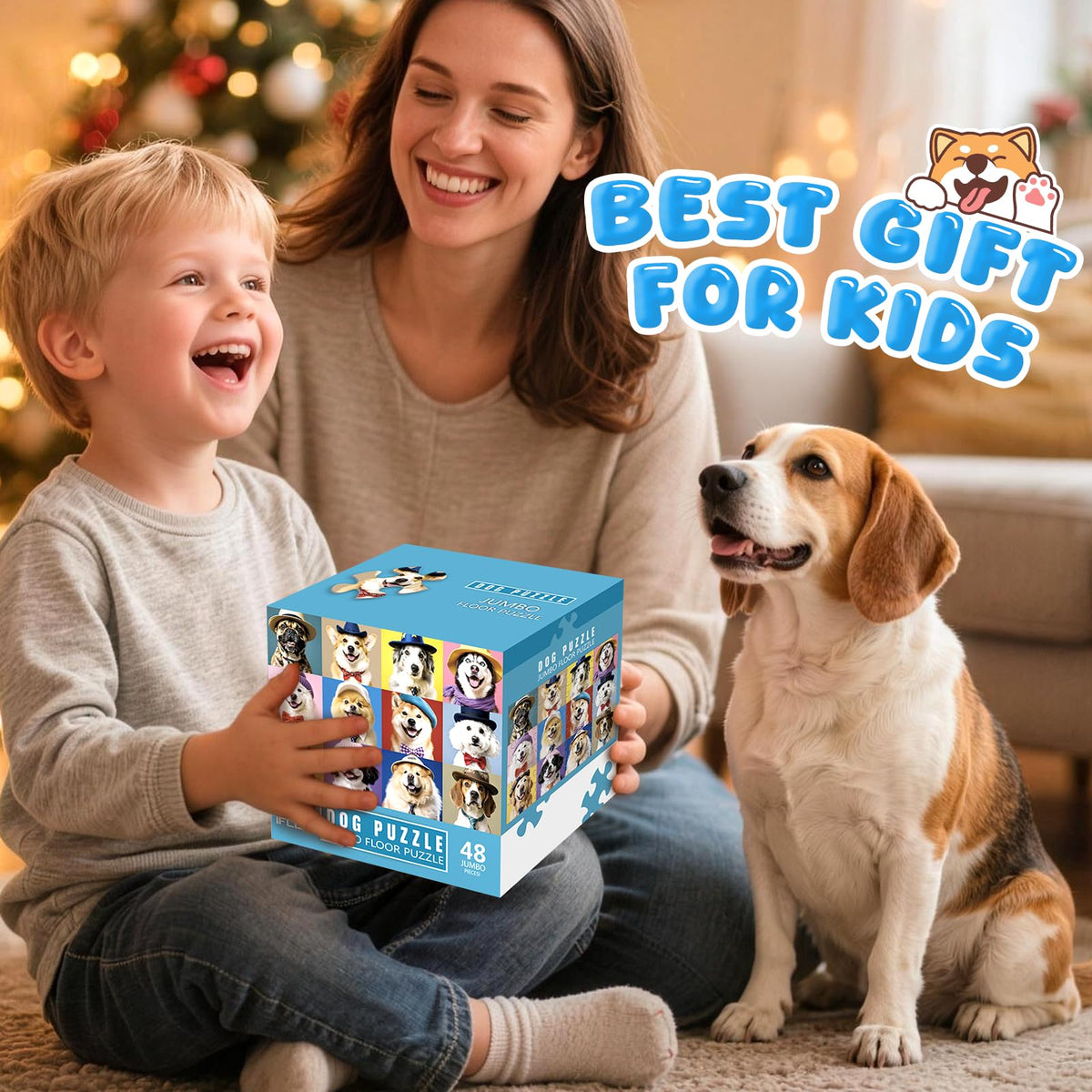 IFLOVE Jumbo Floor Puzzle for Kids – 48-Piece Dog Jigsaw, Educational Toy for Toddlers 3–6, Puppy Theme Gift