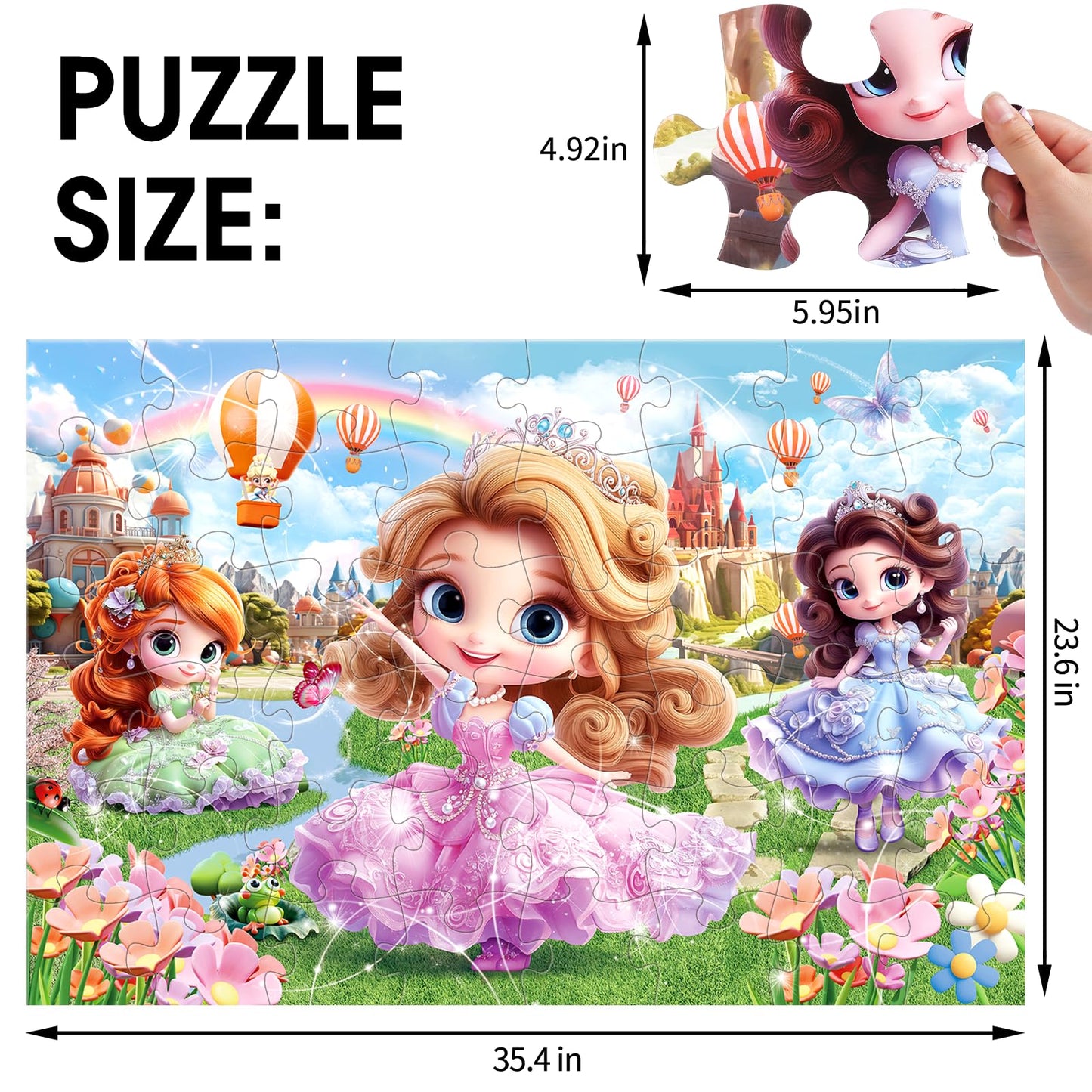 IFLOVE Jumbo Princess Floor Puzzle - 48-Piece Large Kids Jigsaw for Ages 3-8