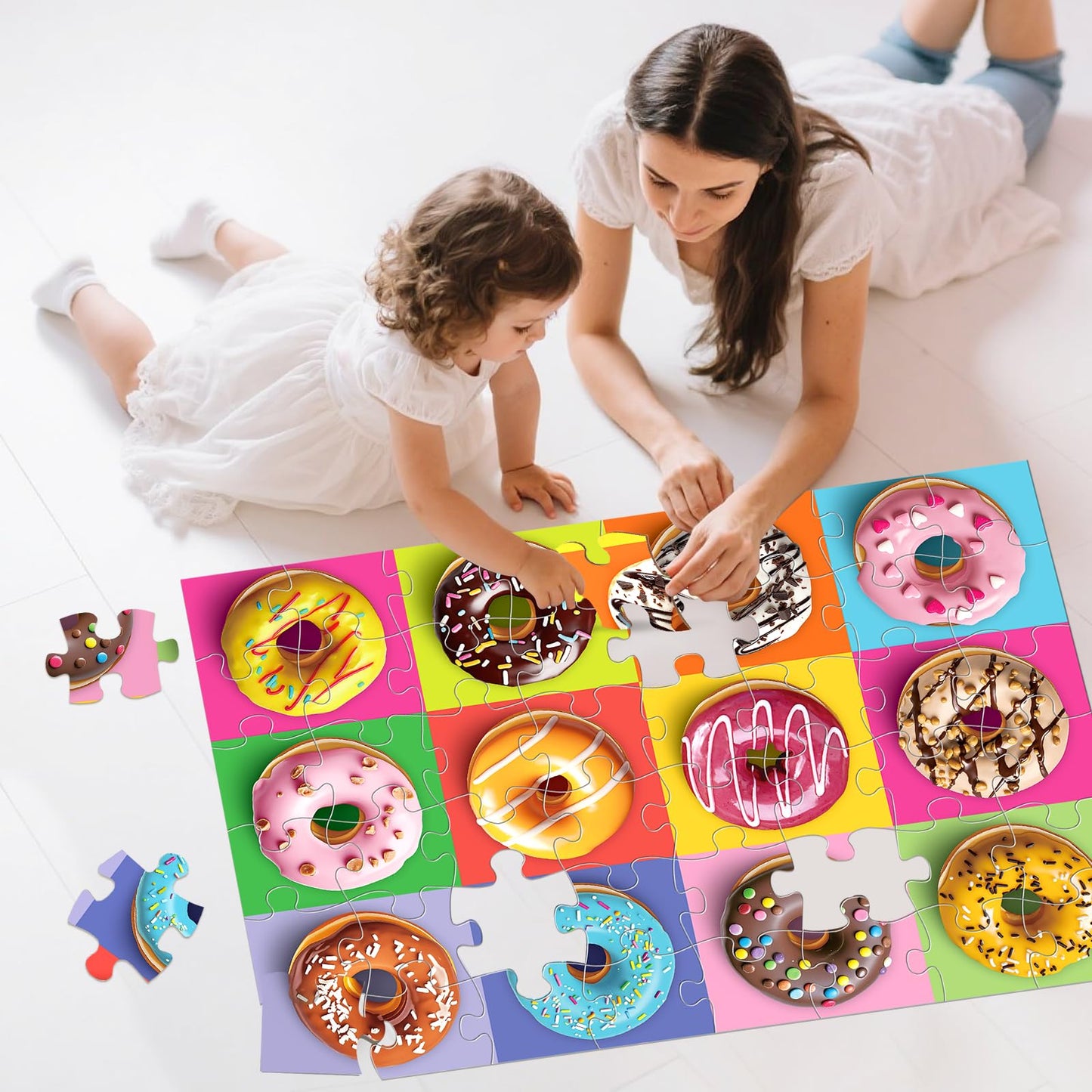 IFLOVE Jumbo Donut Puzzle — 48-Piece Colorful Floor Puzzle for Kids 3-5