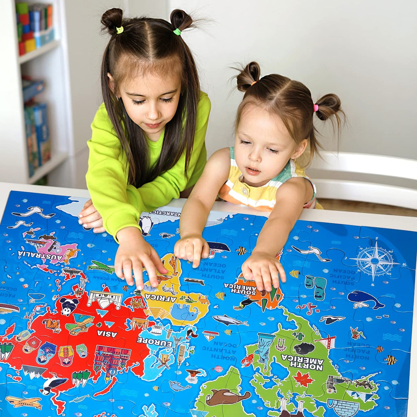 IFLOVE Jumbo Floor Puzzle – World Map for Kids, 48-Piece Geography Puzzle, Ages 3-8
