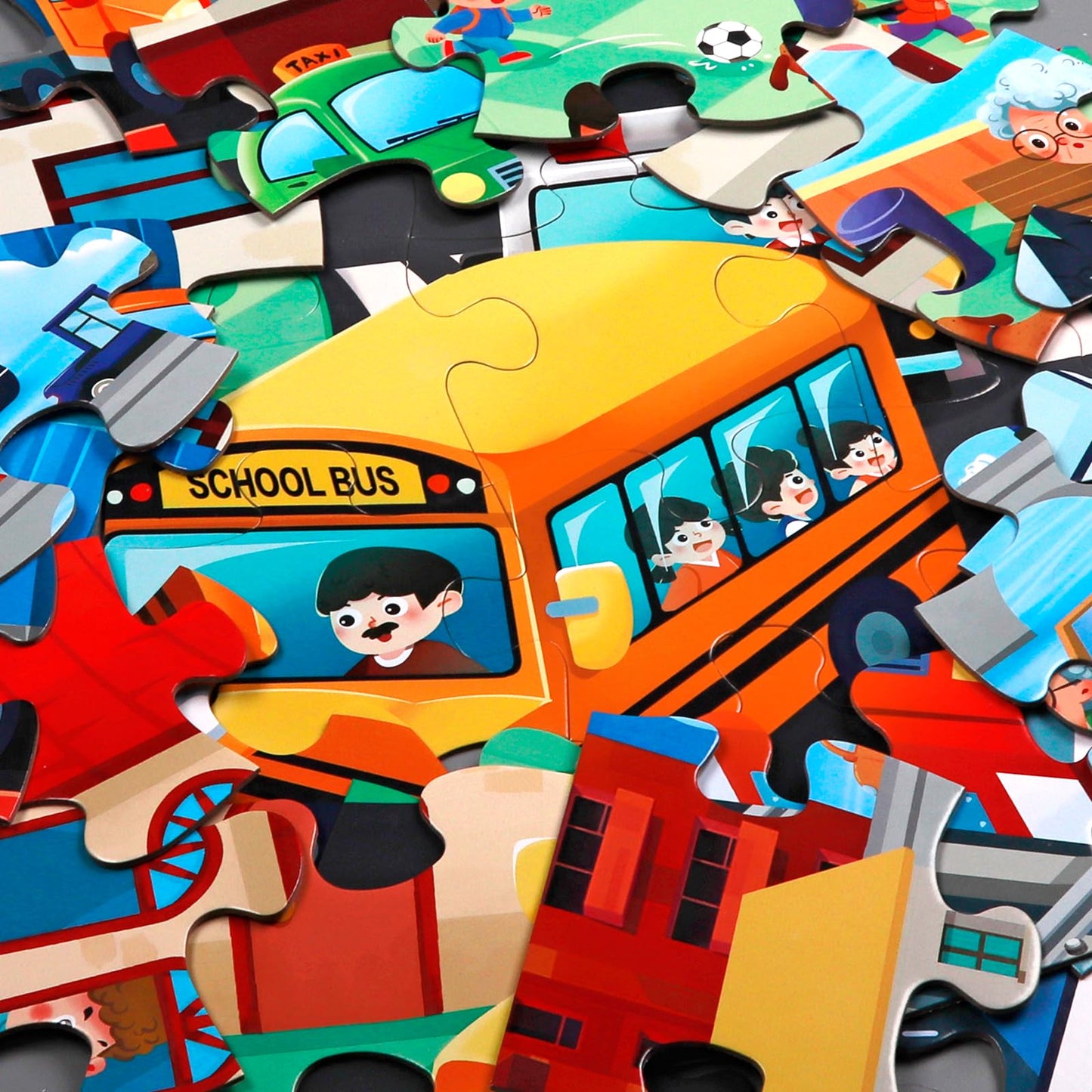 IFLOVE Jumbo Floor Puzzle – 48-Piece City Transportation for Kids 3-8