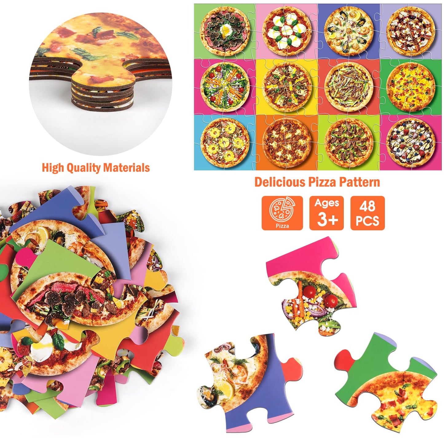 IFLOVE Jumbo Pizza Floor Puzzle – 48-Piece Learning Toy for Kids 3–8