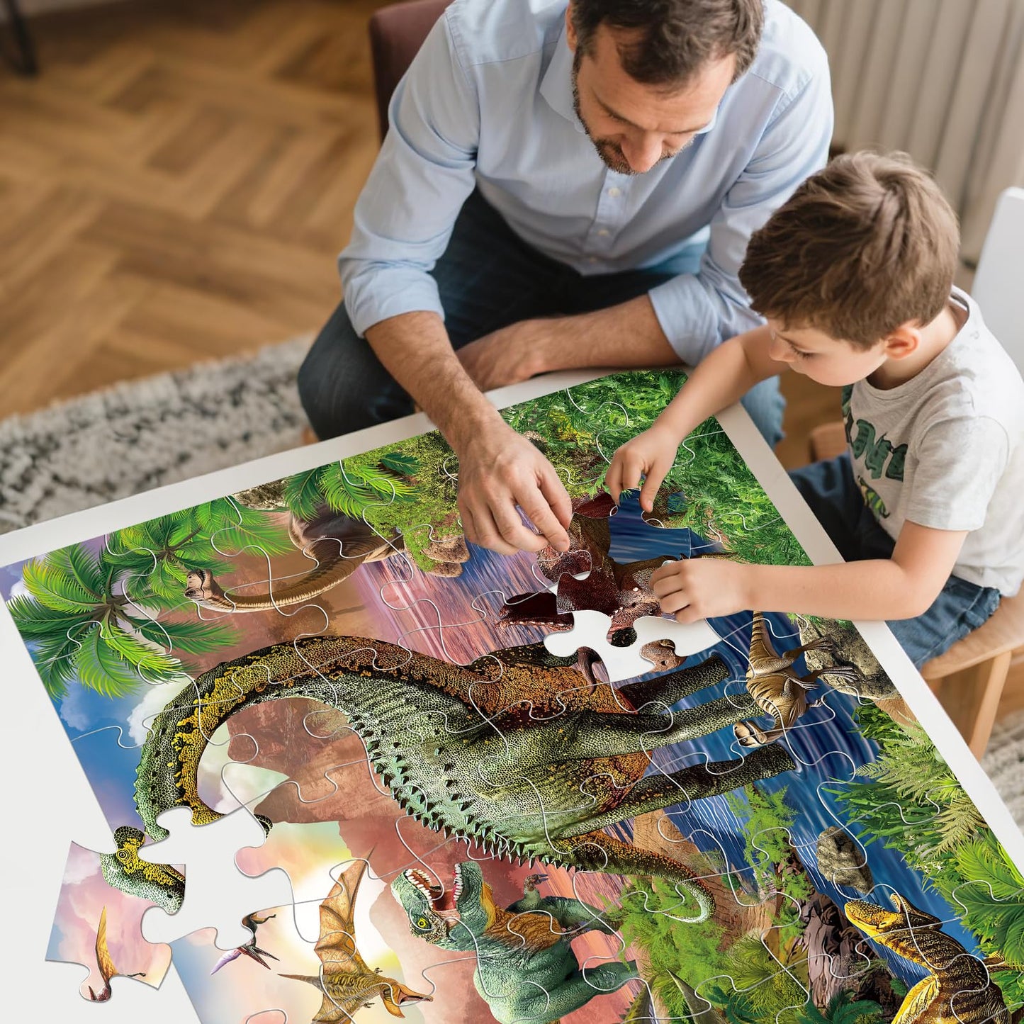 IFLOVE Jumbo Floor Puzzle for Kids – 48-Piece Forest Dinosaur Puzzle, Educational Toy Ages 3-5
