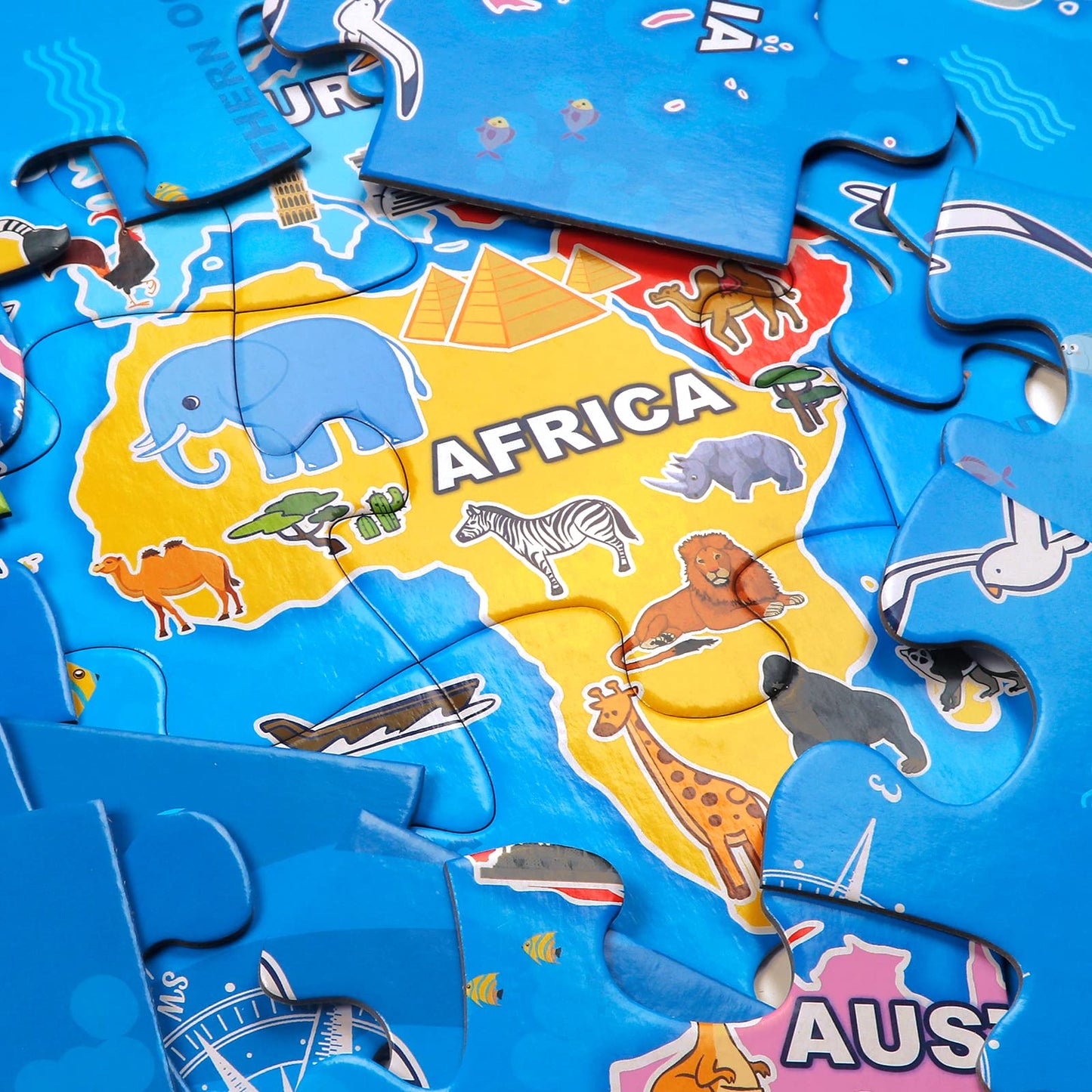 IFLOVE Jumbo Floor Puzzle – World Map for Kids, 48-Piece Geography Puzzle, Ages 3-8