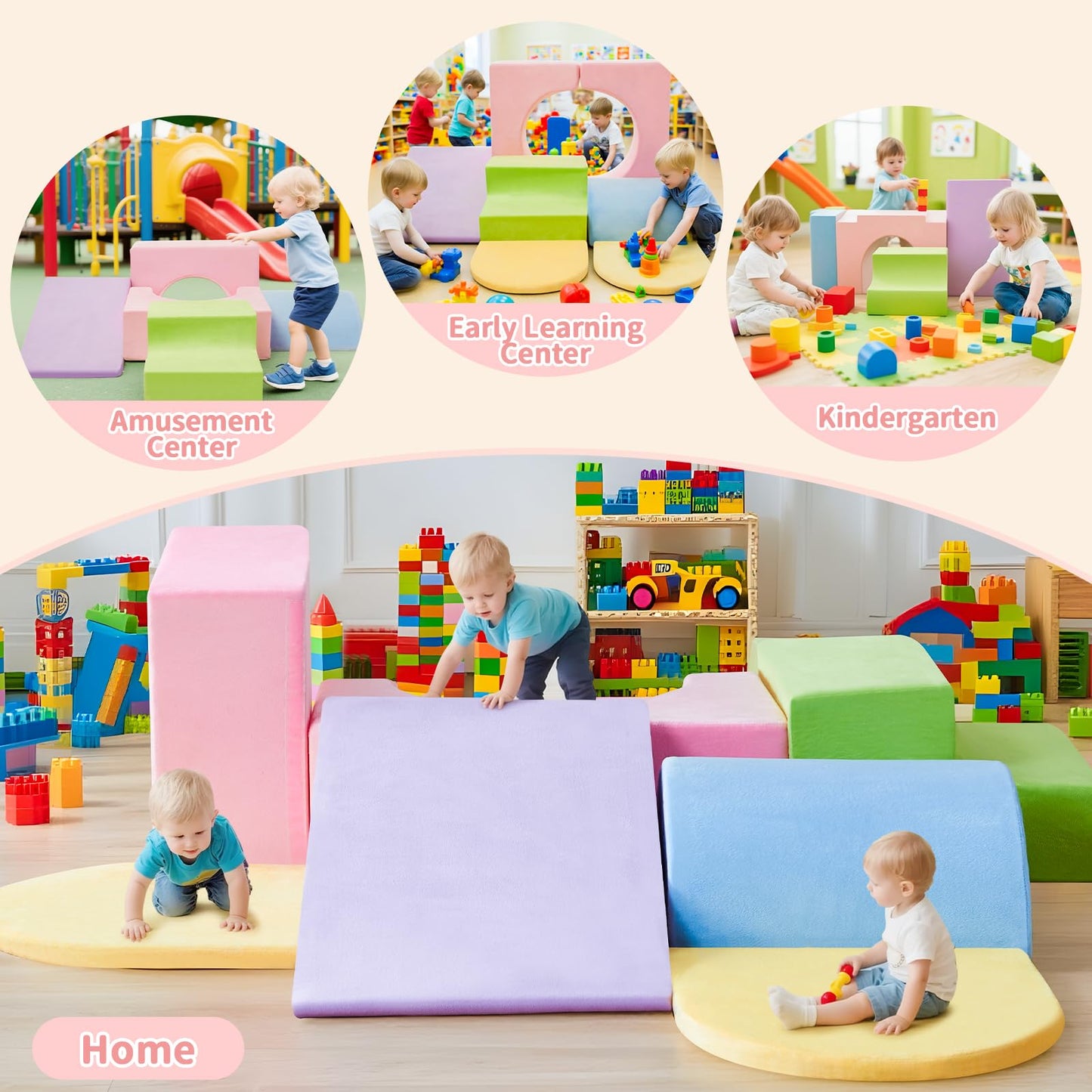 IFNOW 7-Piece Foam Climbing Blocks for Toddlers – Indoor Soft Play Gym