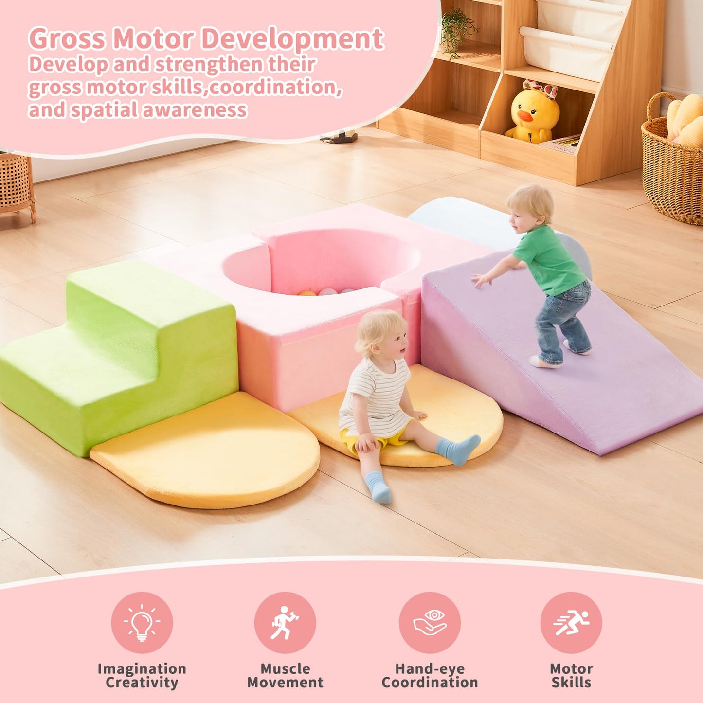 IFNOW 7-Piece Foam Climbing Blocks for Toddlers – Indoor Soft Play Gym