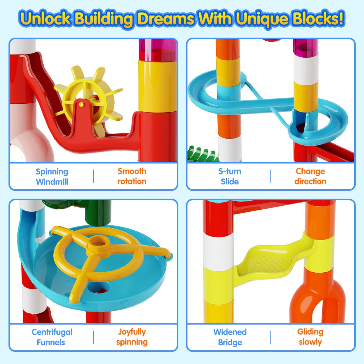 ifollower Marble Run 110pcs – STEM Marble Maze Toy for Kids 3-12