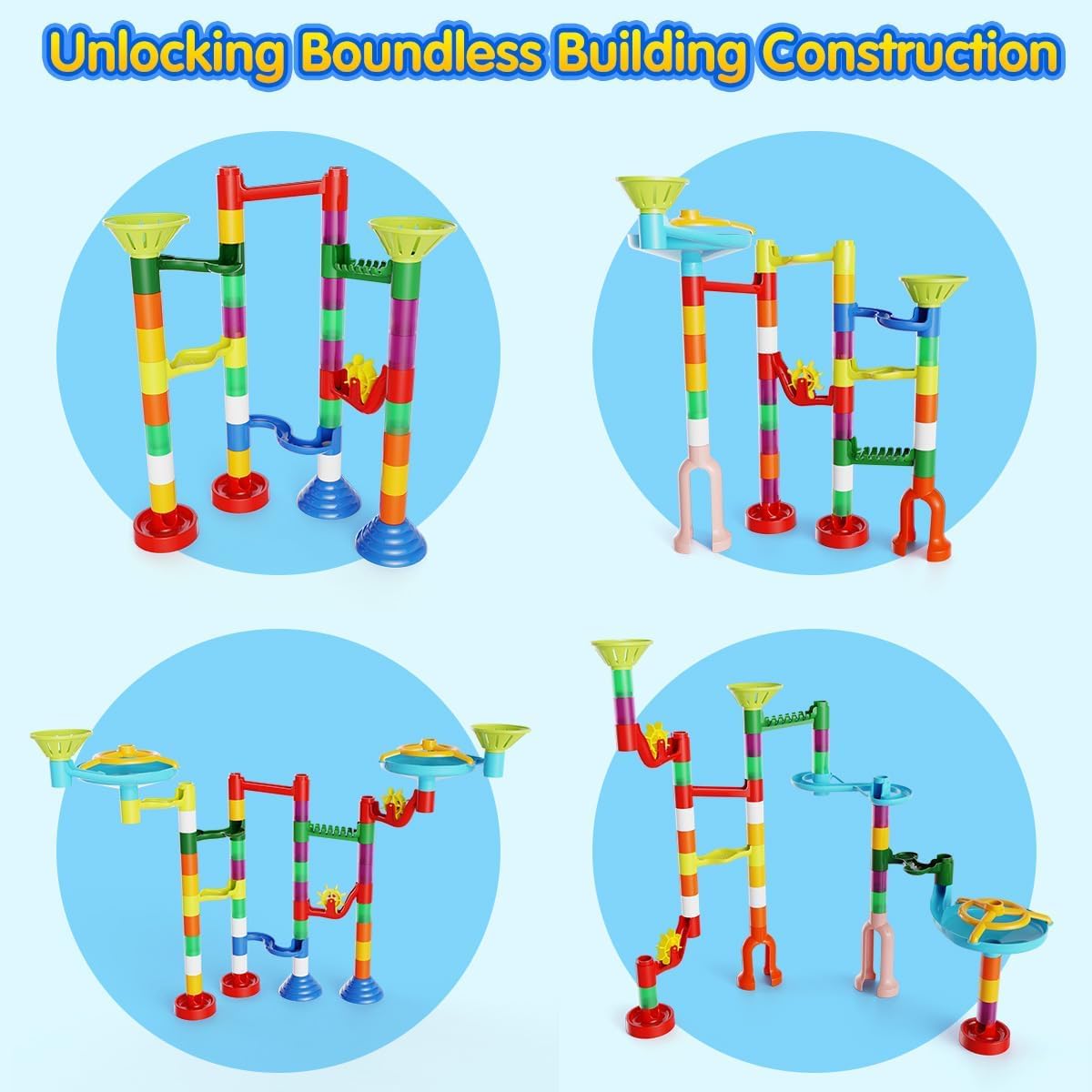 ifollower Marble Run 110pcs – STEM Marble Maze Toy for Kids 3-12