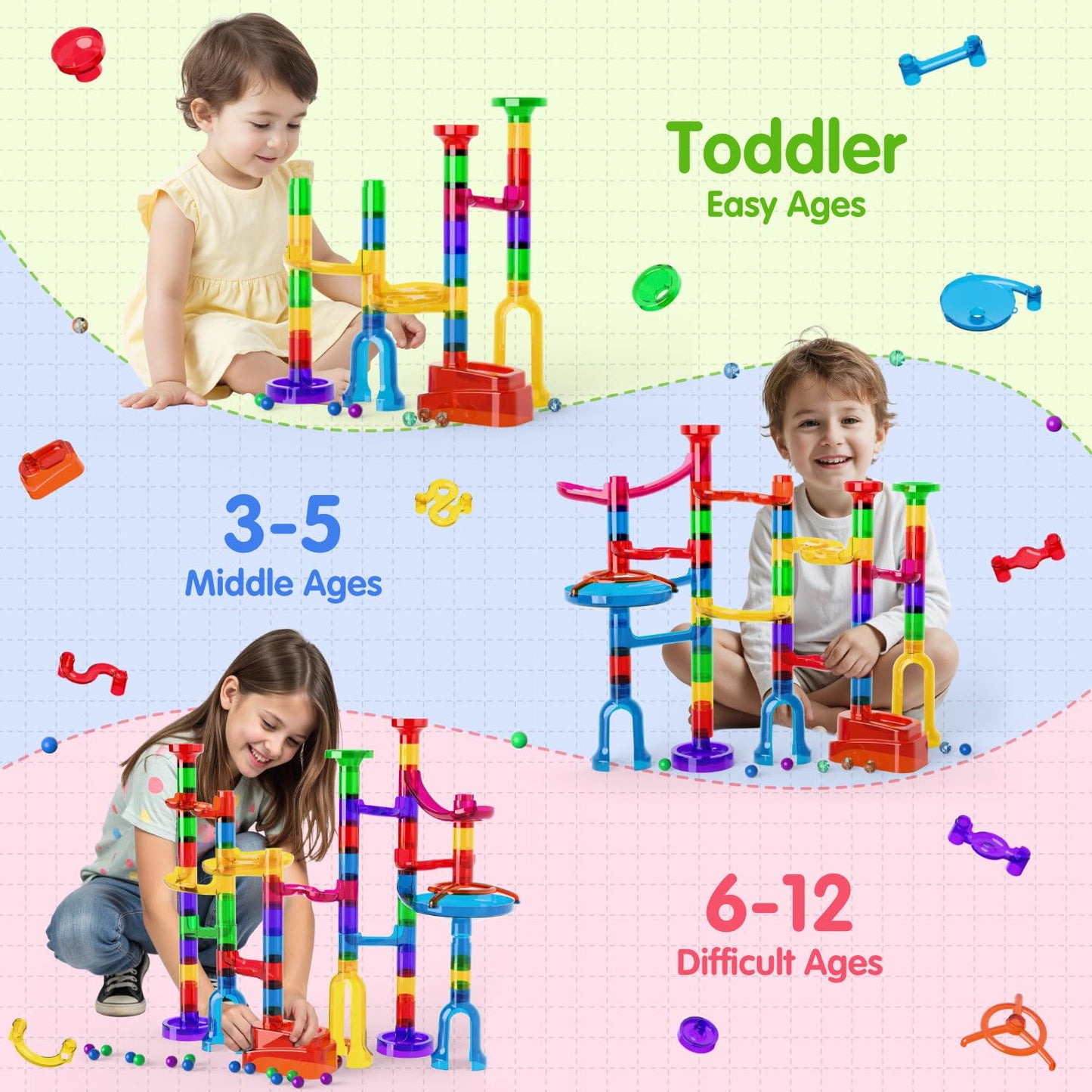 Ifollower Marble Run 109Pcs – STEM Building Toy for Kids 3-12
