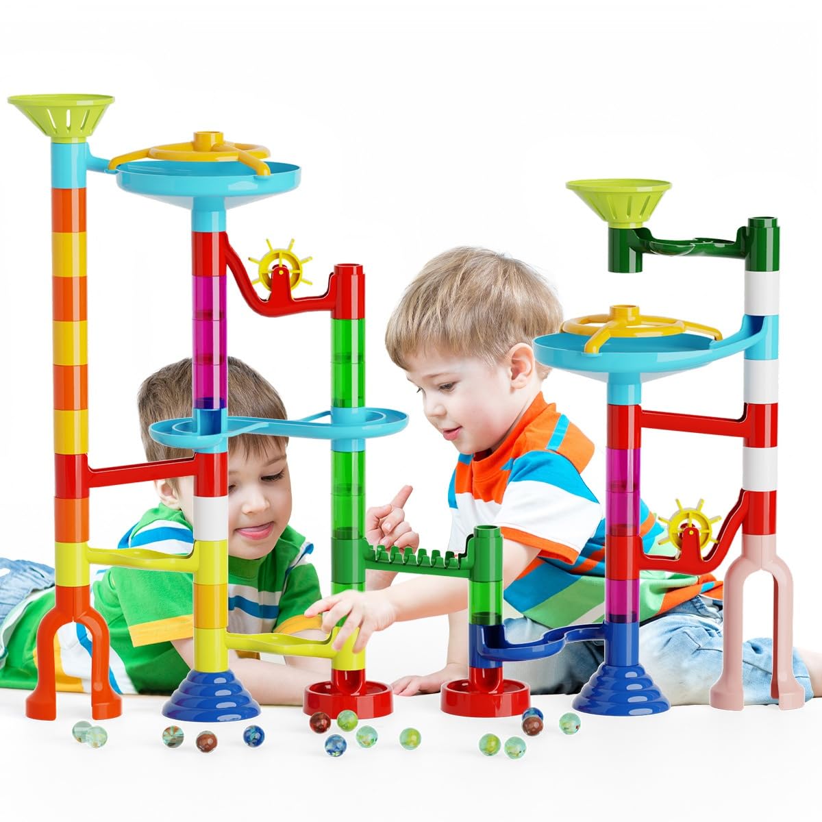 ifollower Marble Run 110pcs – STEM Marble Maze Toy for Kids 3-12