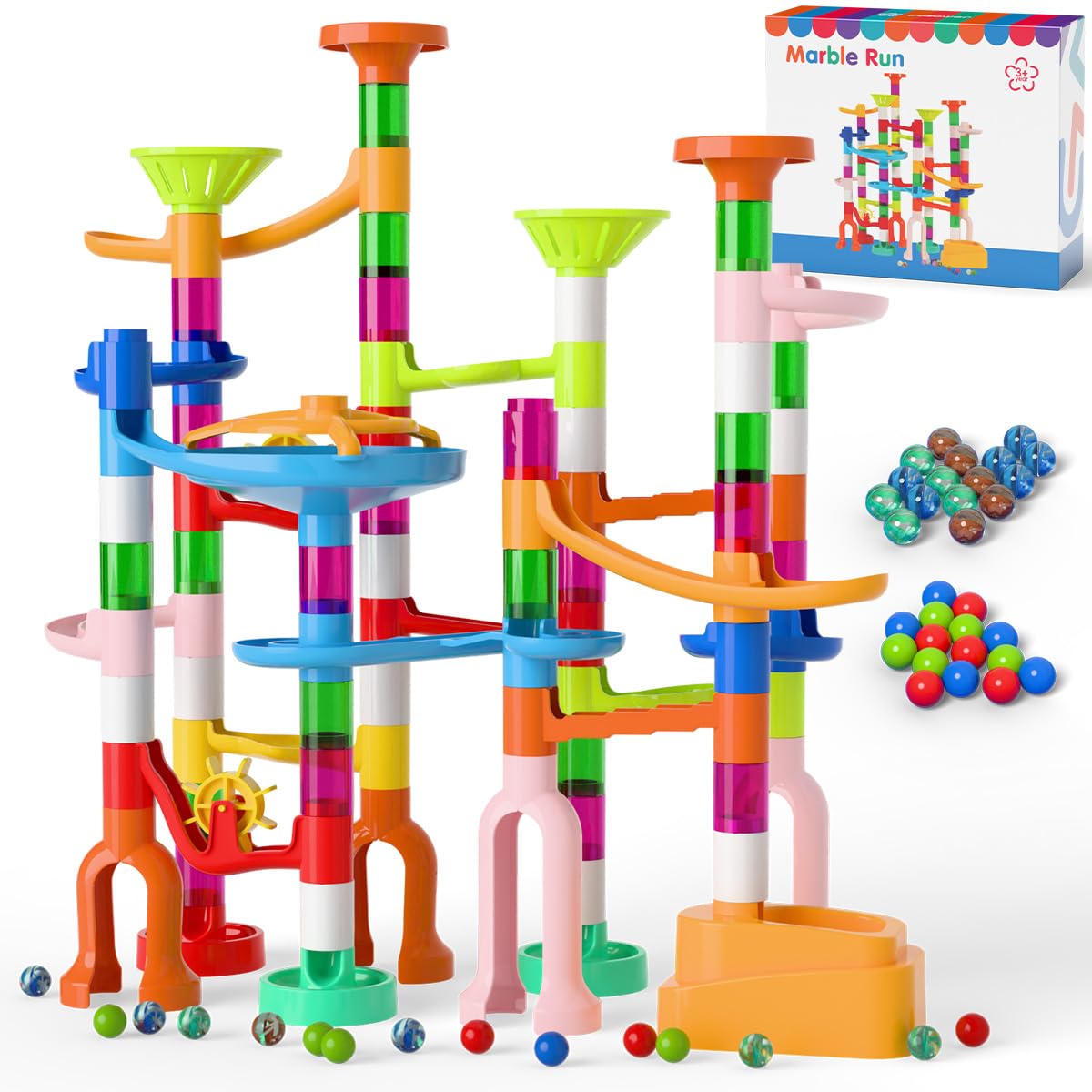 ifollower Marble Run 135pcs - STEM Marble Maze Toy for Kids 3-12
