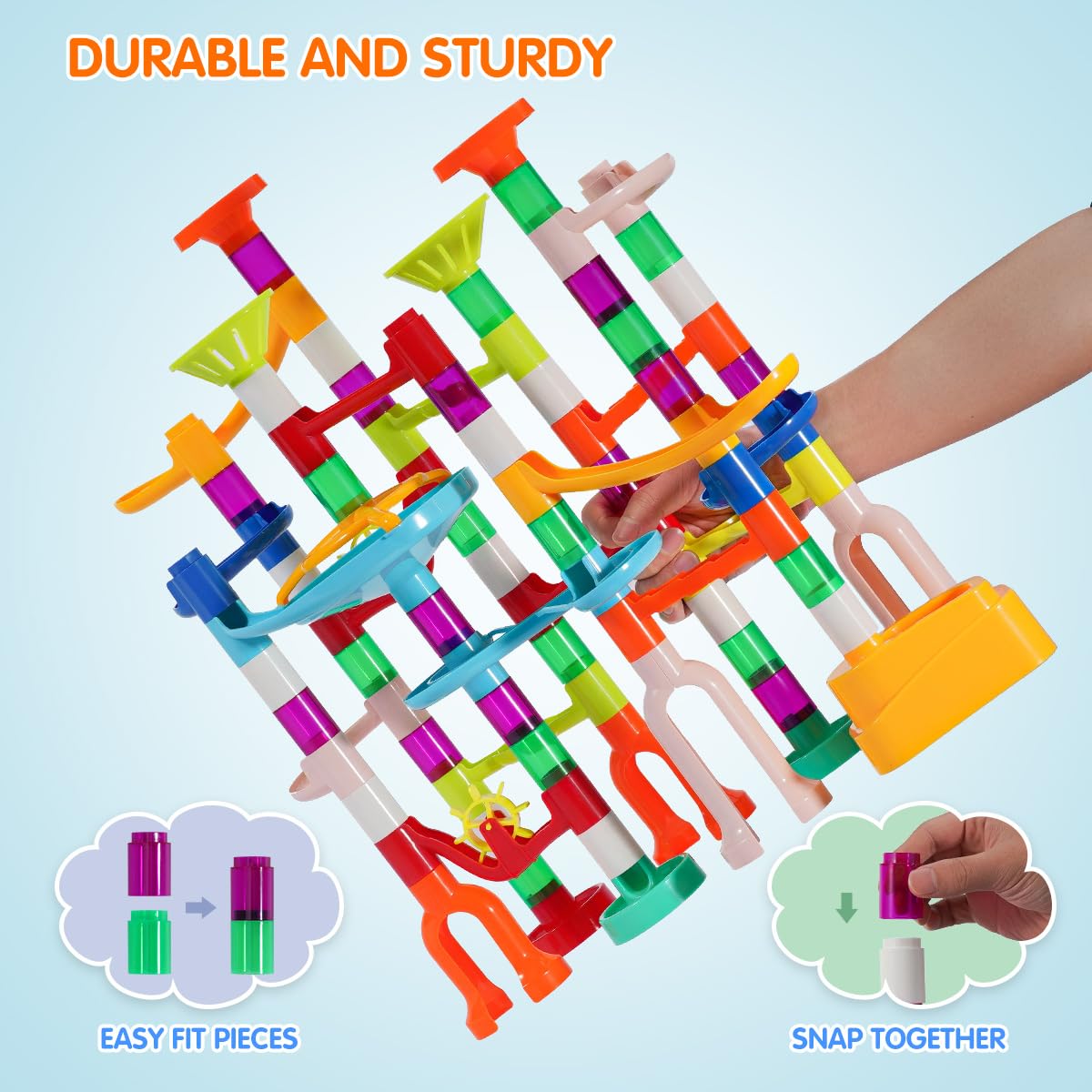 ifollower Marble Run 135pcs - STEM Marble Maze Toy for Kids 3-12