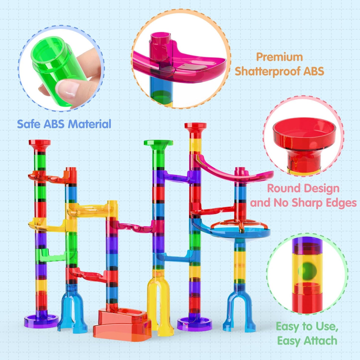 Ifollower Marble Run 109Pcs – STEM Building Toy for Kids 3-12