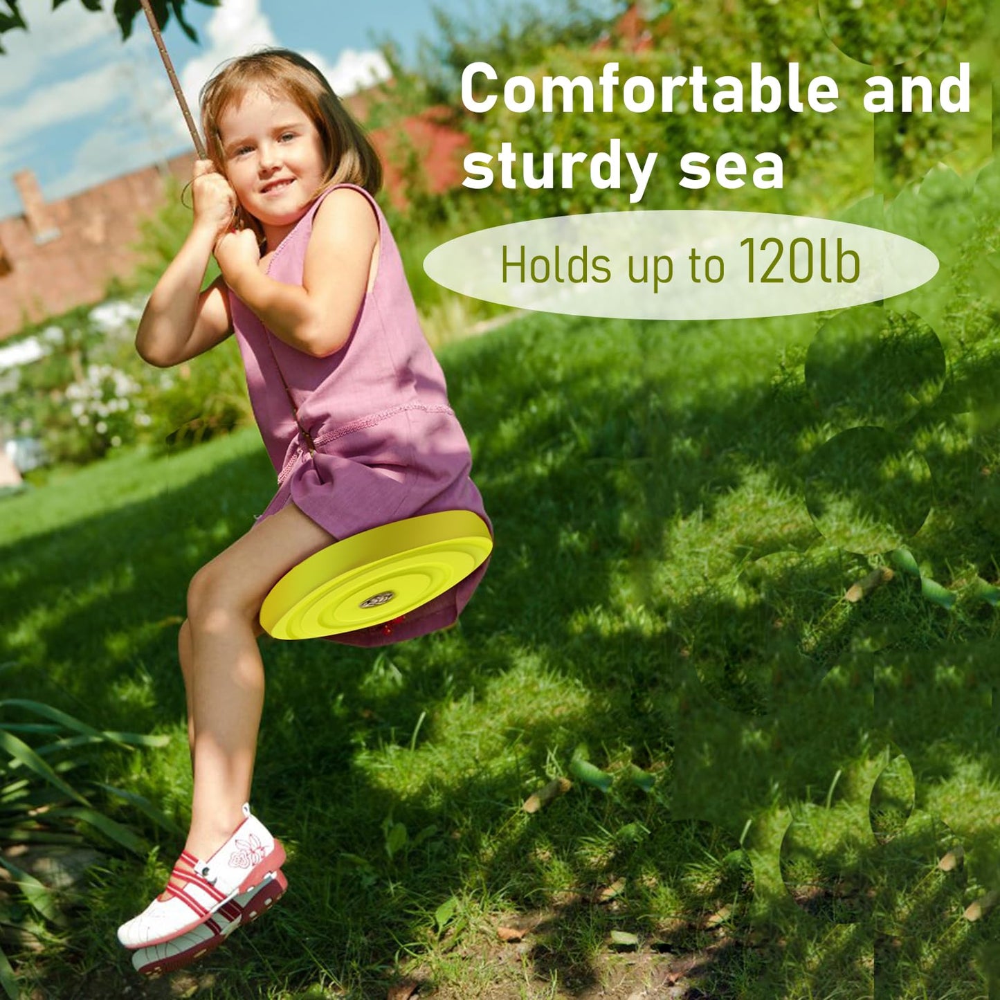 IFOYO Tree Swing Disc – Round Kids Swing Seat for Outdoor Backyard, 220 lbs, Yellow