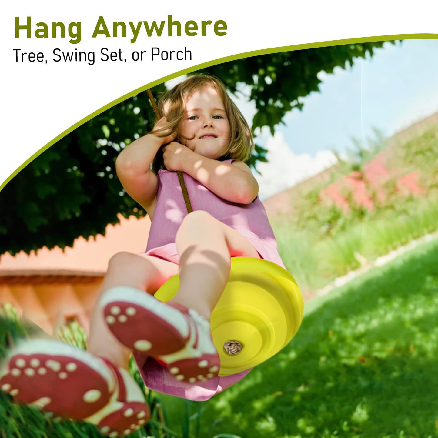 IFOYO Tree Swing Disc – Round Kids Swing Seat for Outdoor Backyard, 220 lbs, Yellow