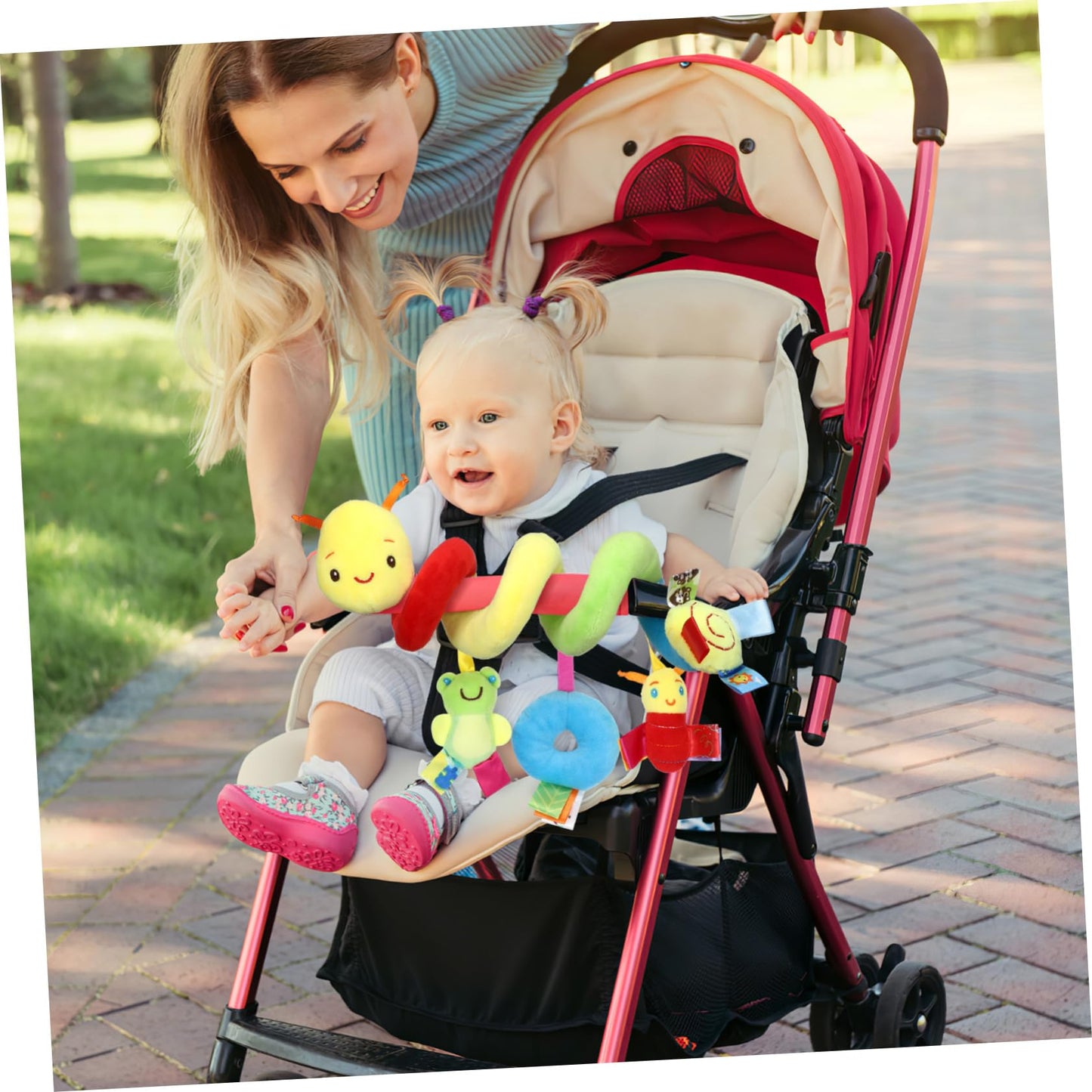 ifundom Car Seat Toys – Spiral Plush Rattle & Squeaker for Crib, Stroller & Car Seat