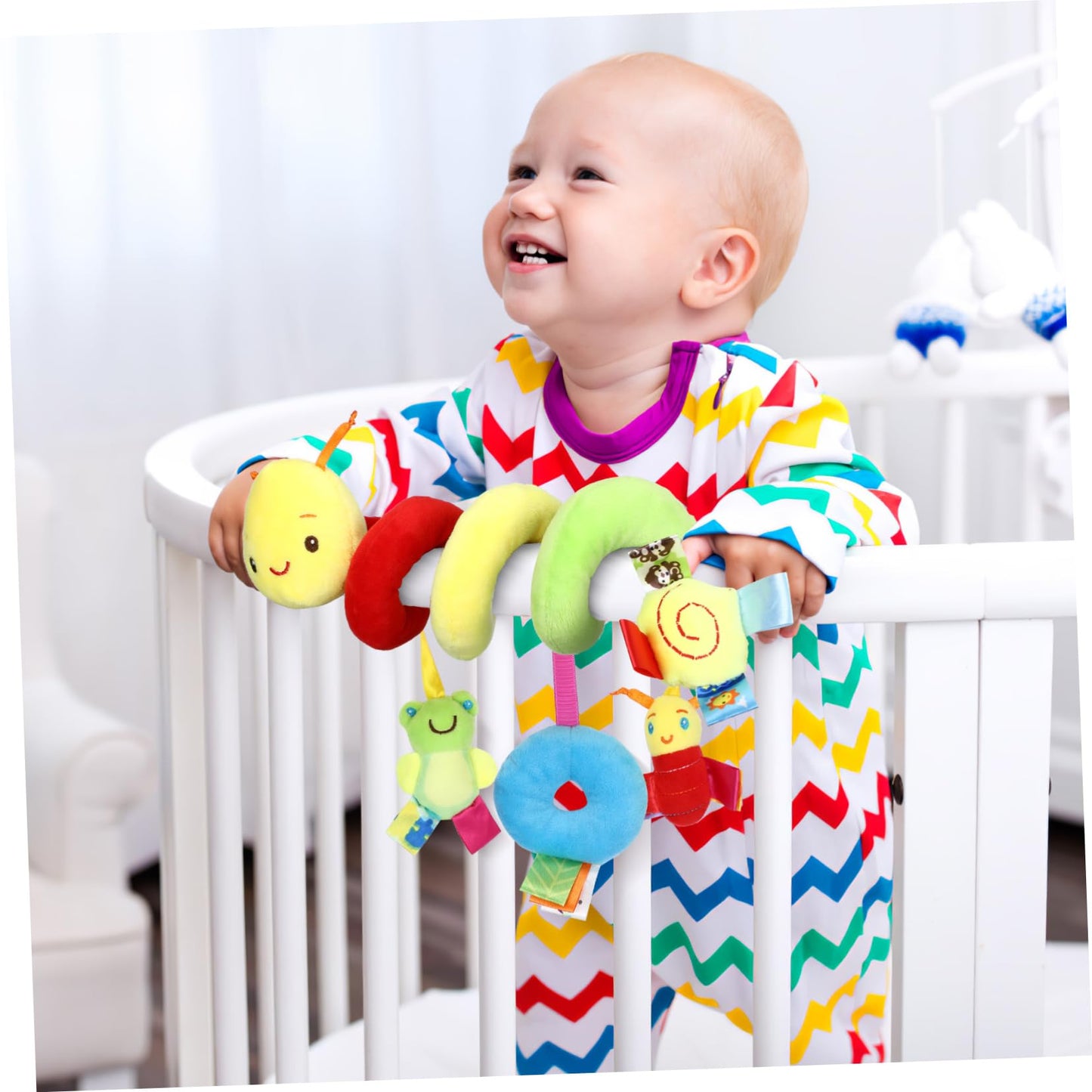ifundom Car Seat Toys – Spiral Plush Rattle & Squeaker for Crib, Stroller & Car Seat
