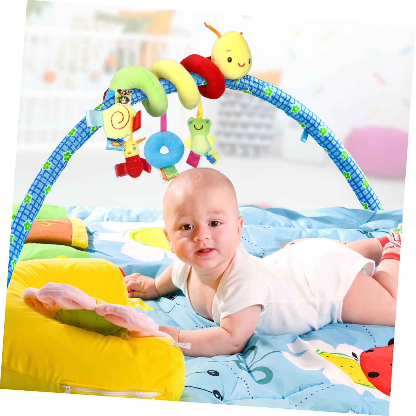 ifundom Car Seat Toys – Spiral Plush Rattle & Squeaker for Crib, Stroller & Car Seat