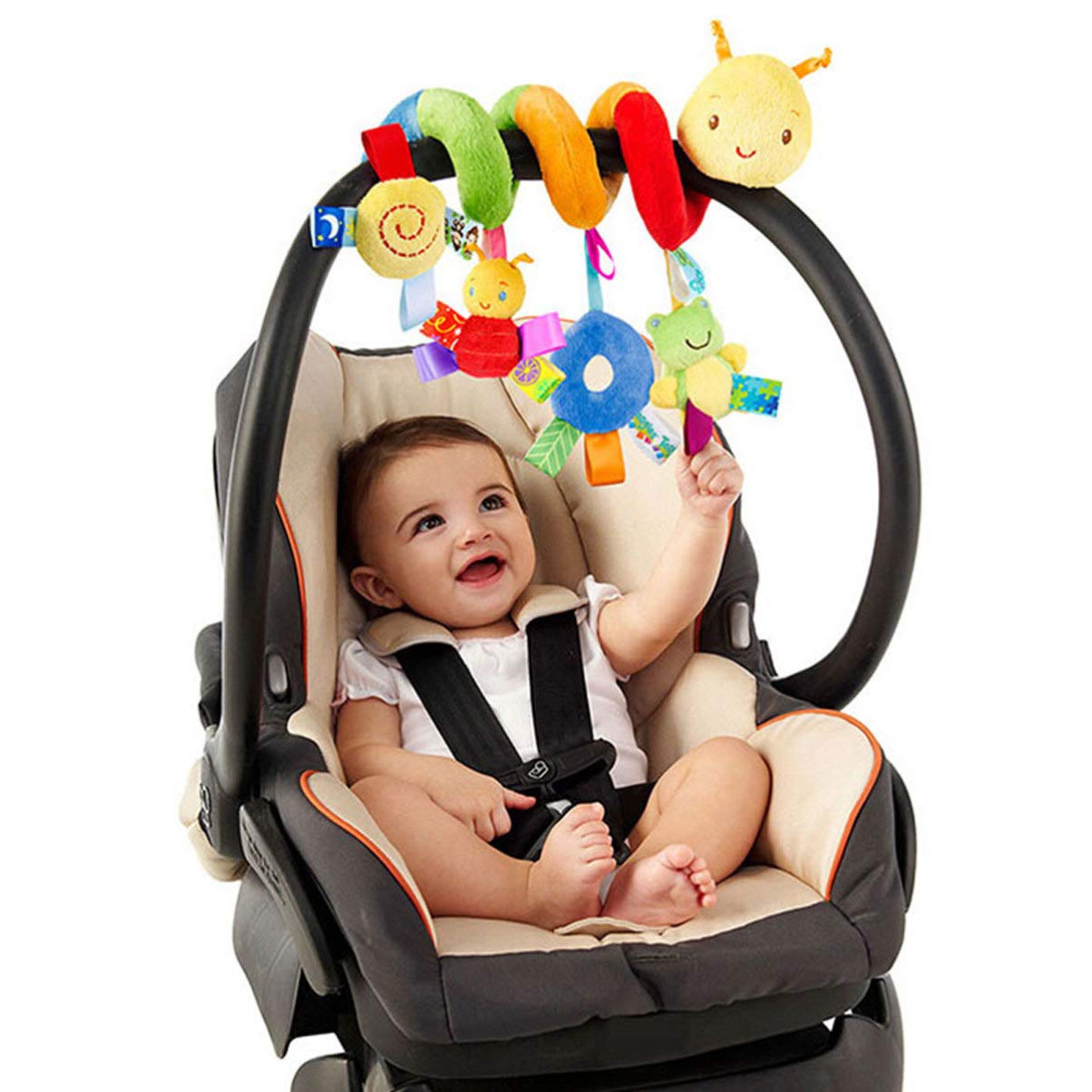ifundom Car Seat Toys – Spiral Plush Rattle & Squeaker for Crib, Stroller & Car Seat