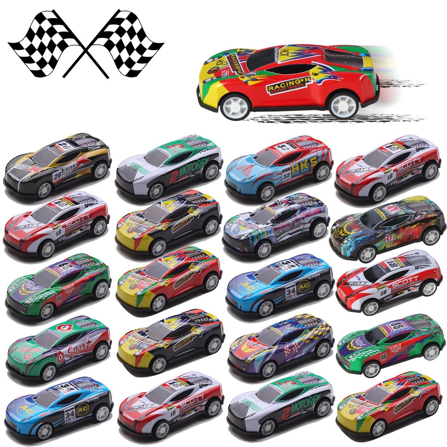 iFunLong 30 Pack Pull Back Cars for Kids – Bulk Mini Race Toys for Parties & Goody Bags