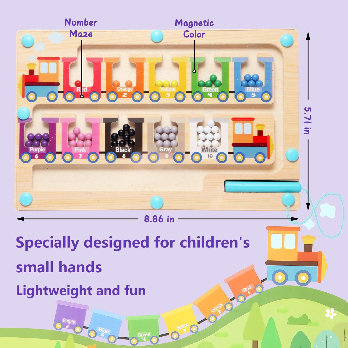 iFunLong Magnetic Color and Number Maze – Montessori Wooden Puzzle for 3–6 Year Olds