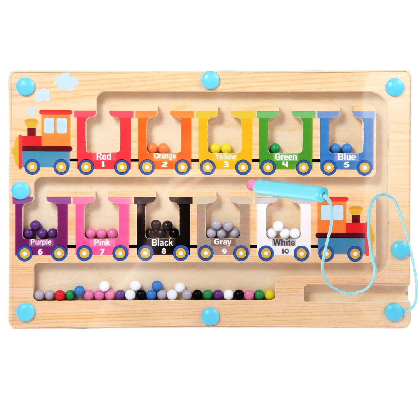 iFunLong Magnetic Color and Number Maze – Montessori Wooden Puzzle for 3–6 Year Olds