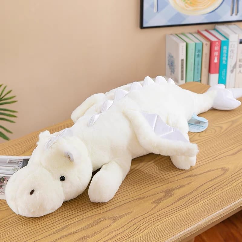 IFX24 35.4-Inch White Dragon Plush – Medium Soft Dinosaur Stuffed Animal & Plush Pillow