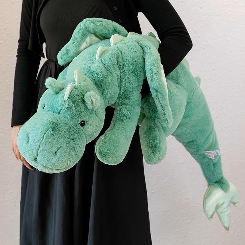 IFX24 Green Dragon Plush – 35.4-Inch Medium Soft Dinosaur-Style Stuffed Animal, CPC Certified