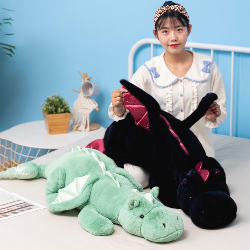 IFX24 Black Weighted Dragon Plush – 10 Lbs, 35.4 Inches for Comfort and Relaxation
