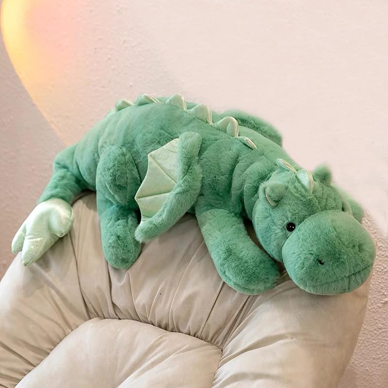 IFX24 Green Dragon Plush – 35.4-Inch Medium Soft Dinosaur-Style Stuffed Animal, CPC Certified