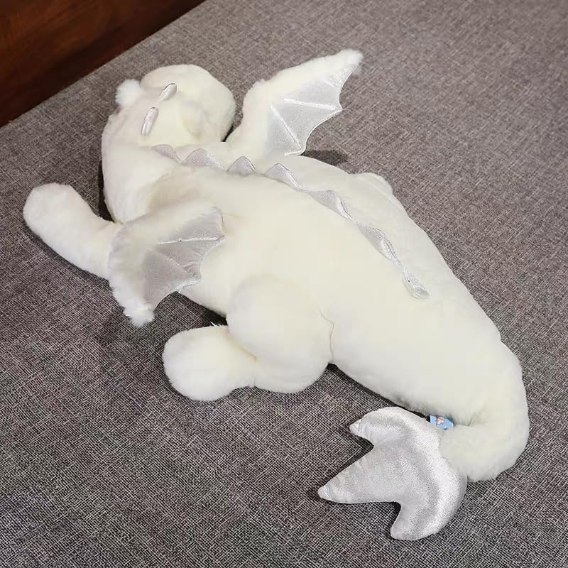 IFX24 35.4-Inch White Dragon Plush – Medium Soft Dinosaur Stuffed Animal & Plush Pillow