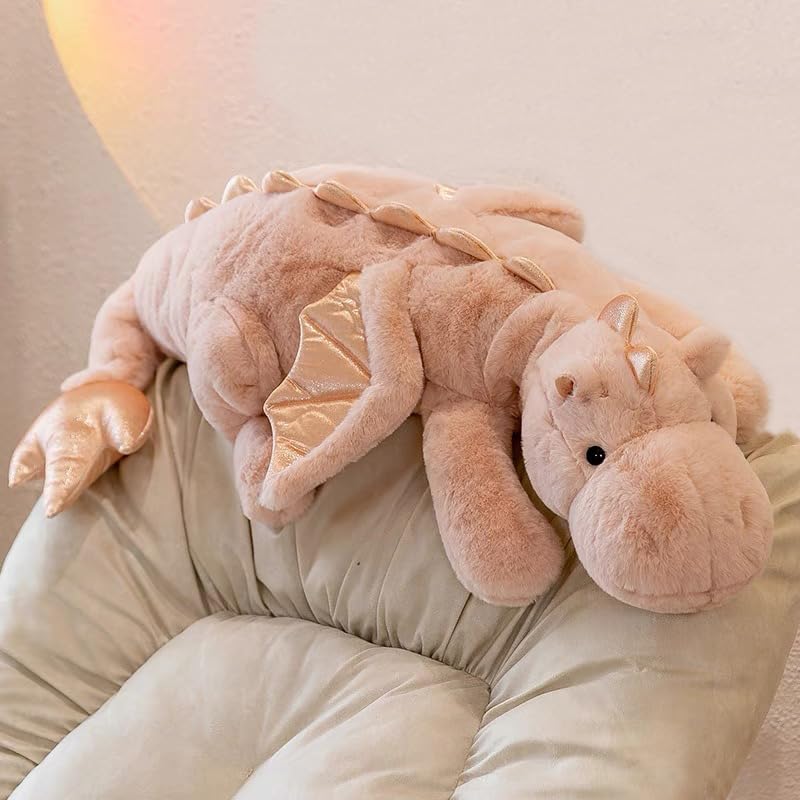 IFX24 35.4in Pink Dragon Plush - Medium Soft Dinosaur Stuffed Animal & Cozy Pillow